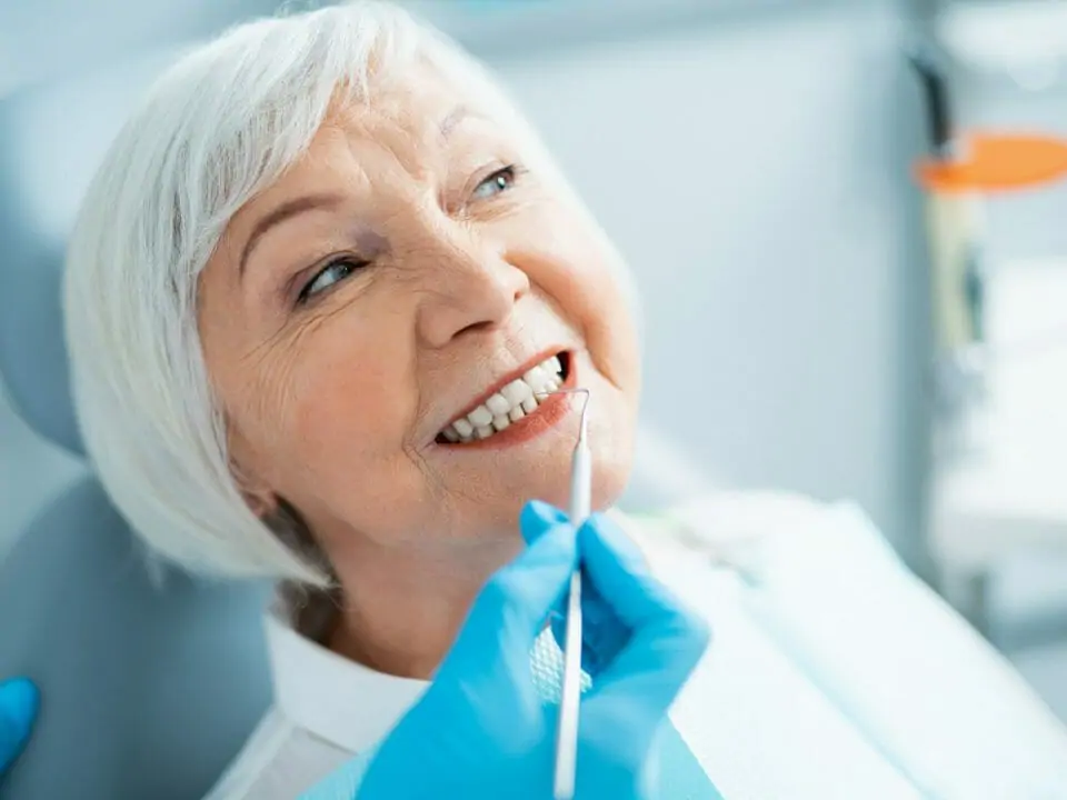 Woman getting teeth cleaned