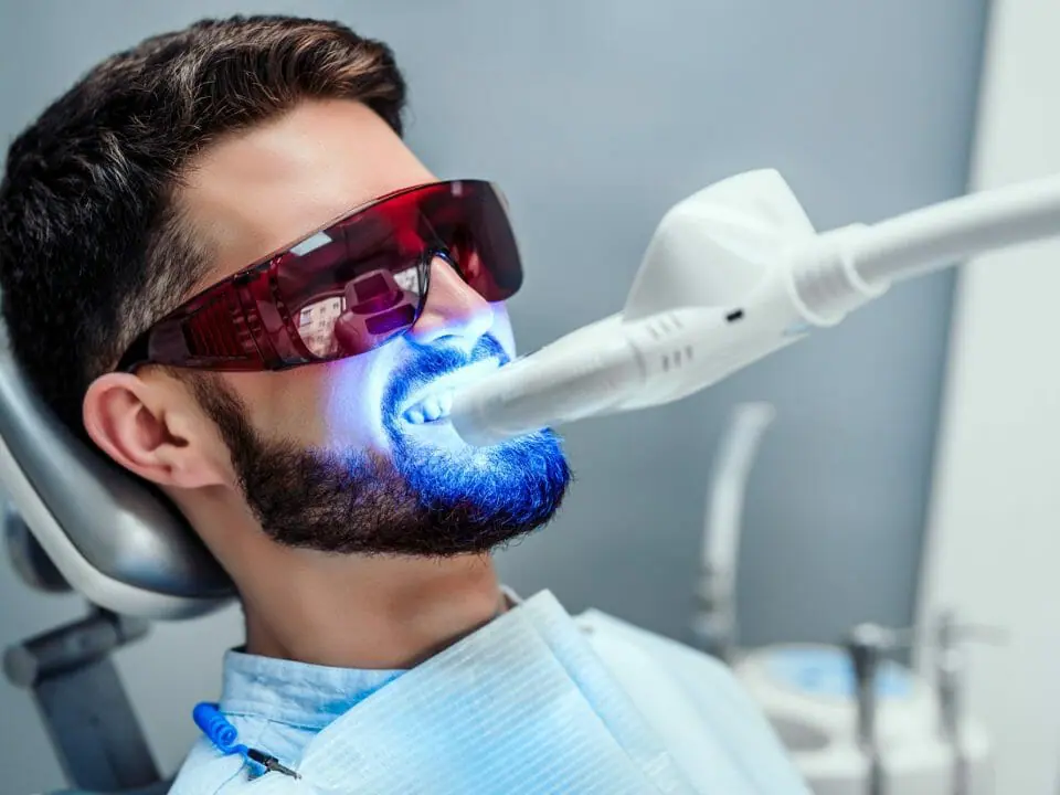 man getting teeth whitened